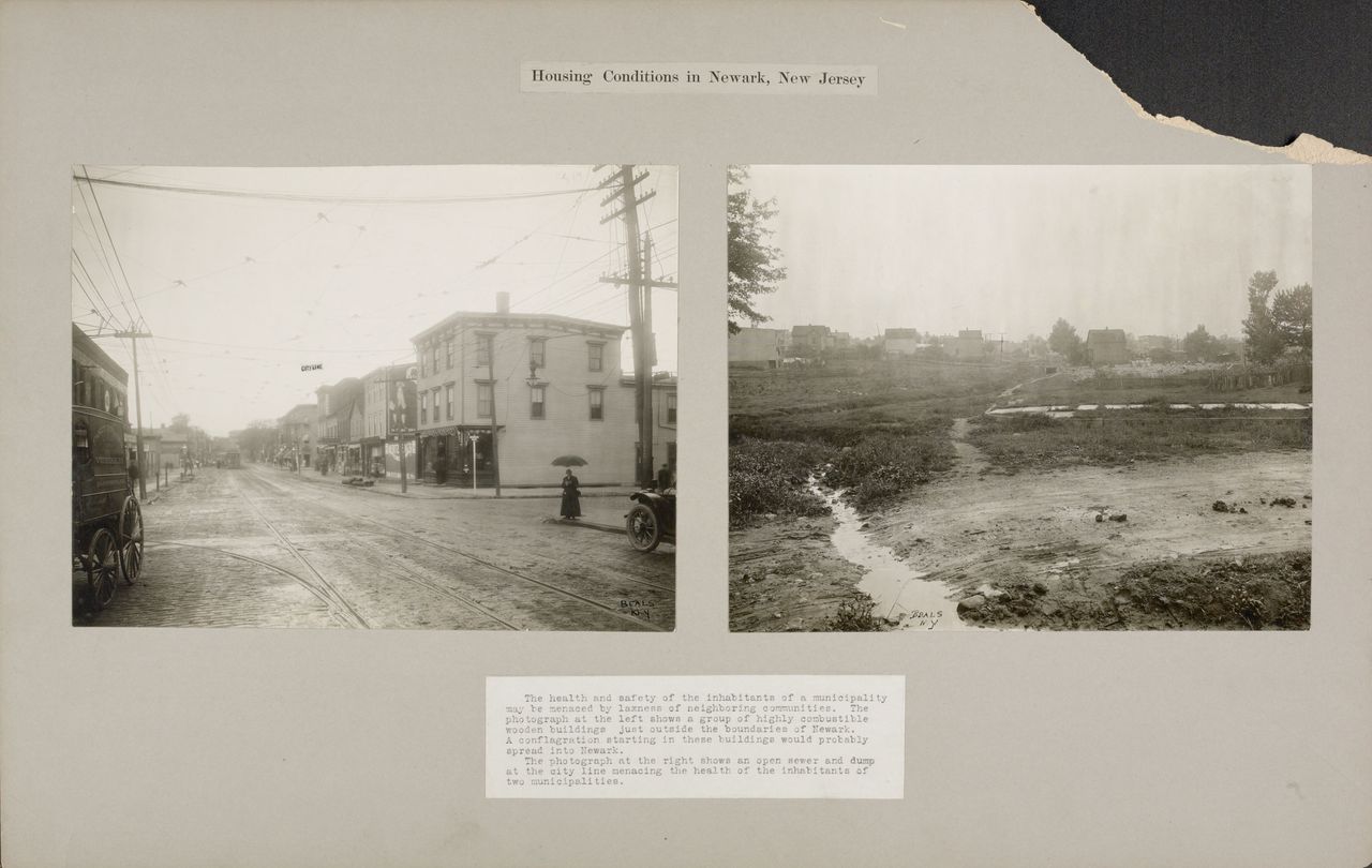 Housing, Conditions: United States. New Jersey. Newark: Housing Conditions in Newark, New Jersey: The health and safety of the inhabitants of a municipality may be menaced by laxness of neighboring communities.