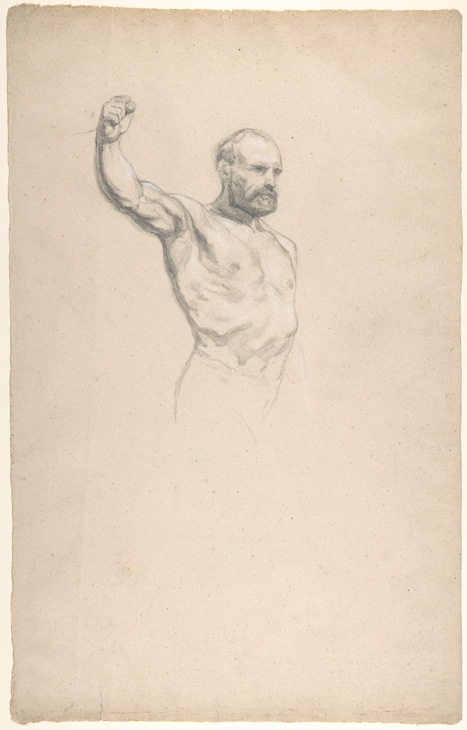 Bearded, bare-chested male figure, study for "The Horse Fair"