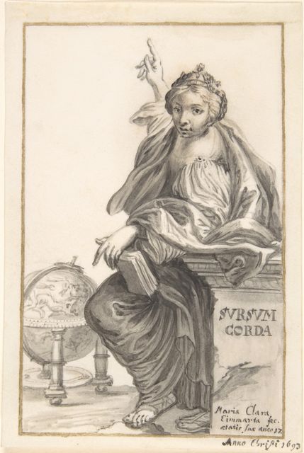 Saint Margaret Pointing to Heaven, with a Globe Next to Her