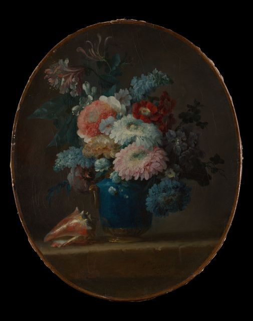 Vase of Flowers and Conch Shell