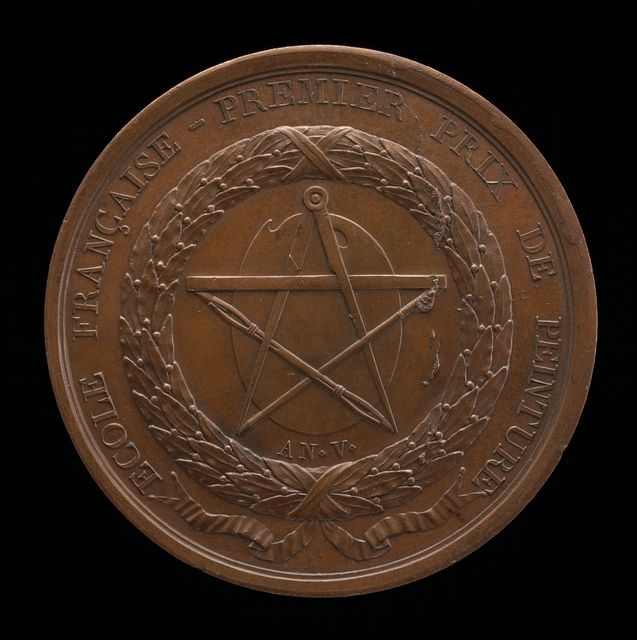 Painter's Tools Surrounded by a Laurel Wreath [reverse]