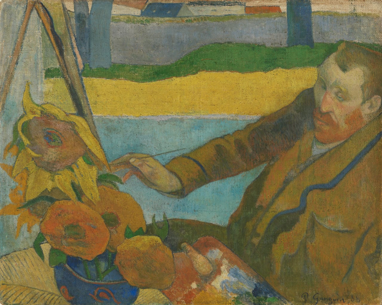 Vincent van Gogh Painting Sunflowers