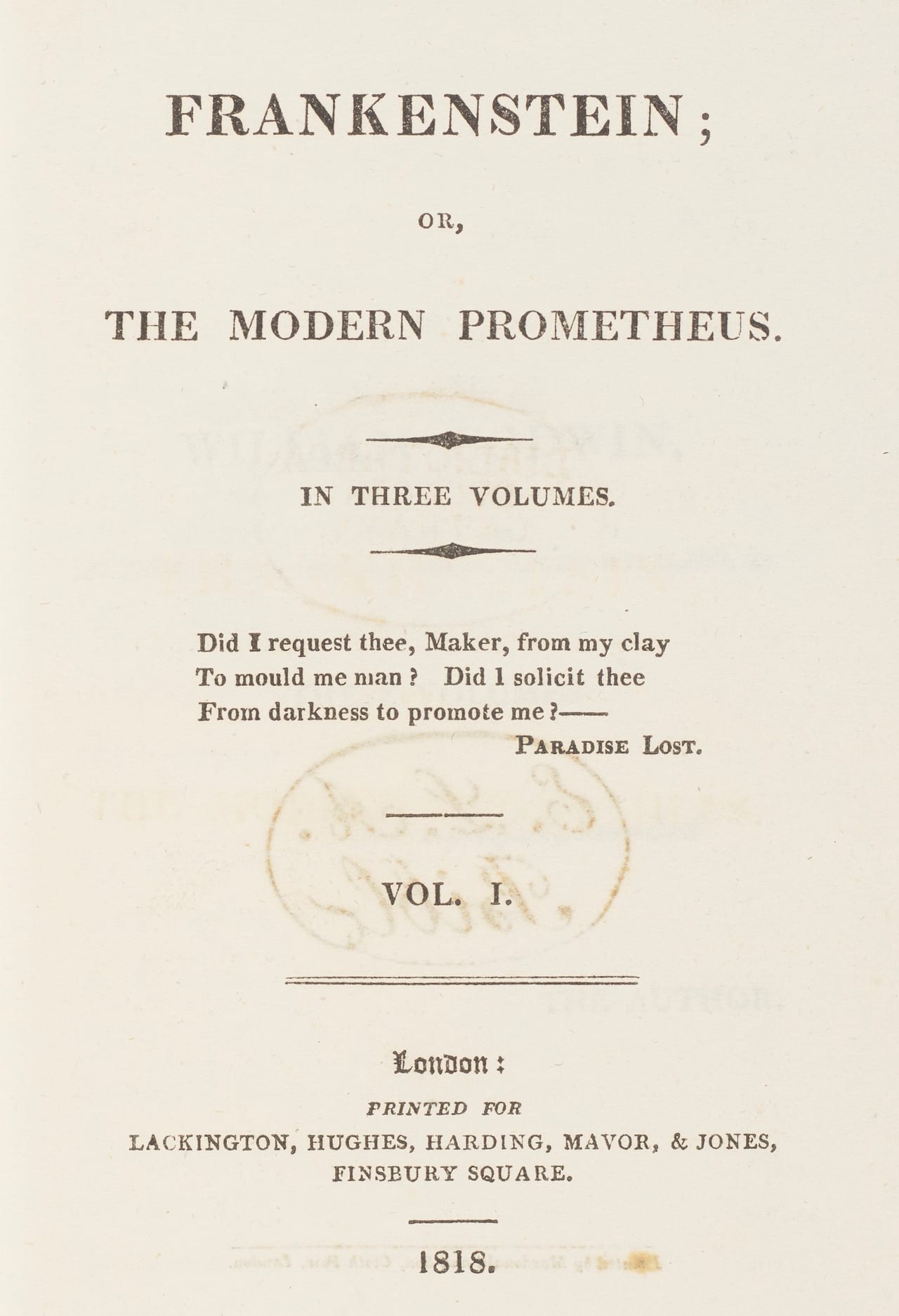 Frankenstein; or, The Modern Prometheus