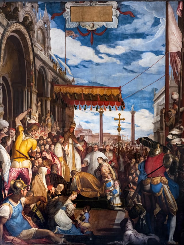 Barbarossa kisses the Pope's foot