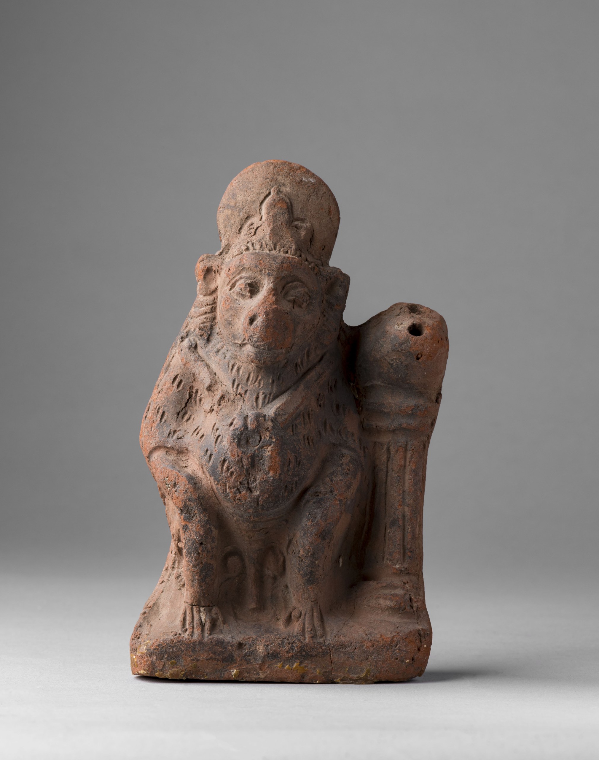 Lamp in the shape of the Egyptian god Thoth as a baboon with the moon disk on his head