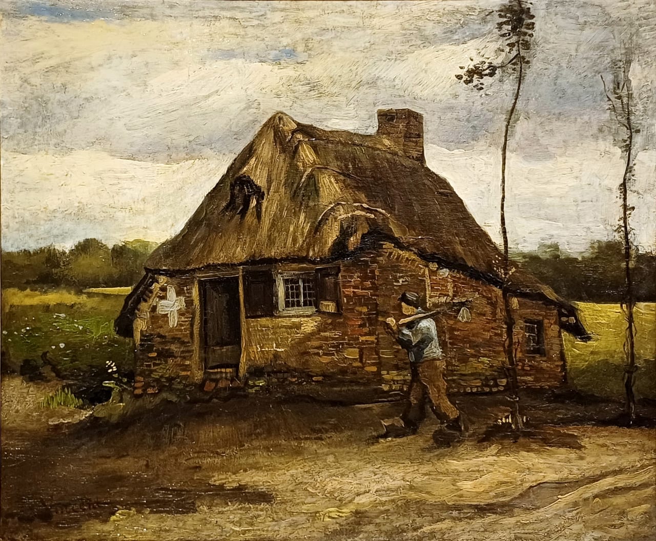 Scene of a Cottage with a Peasant Coming Back Home