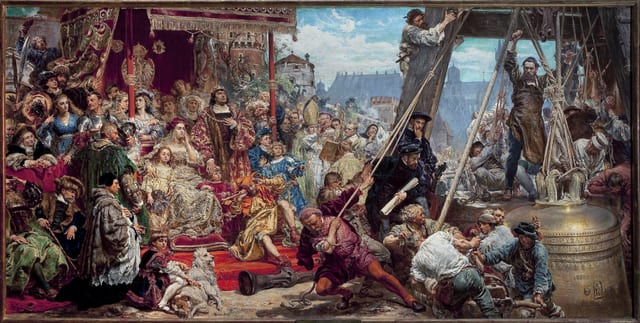 The Hanging of the Sigismund bell at the Cathedral Tower in 1521 in Kraków