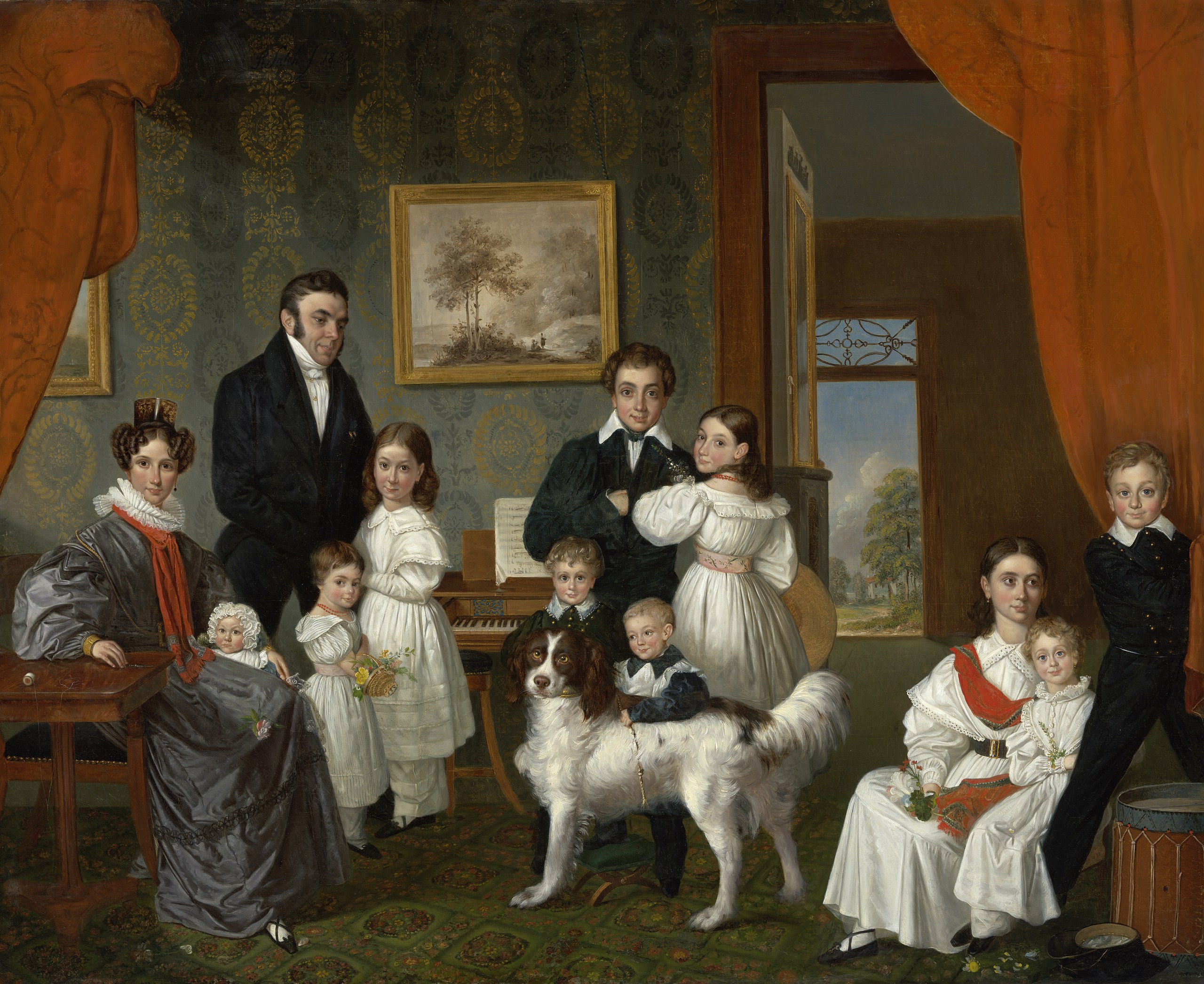 Portrait of the Baud family in their country house in Voorburg