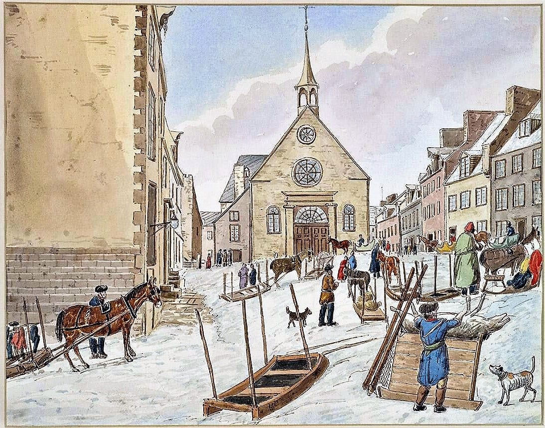Lower Market with Notre Dame des Victoires Church