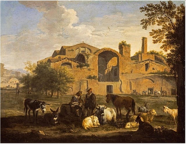 Landscape with Herdsmen and Animals in front of the Baths of Diocletian, Rome