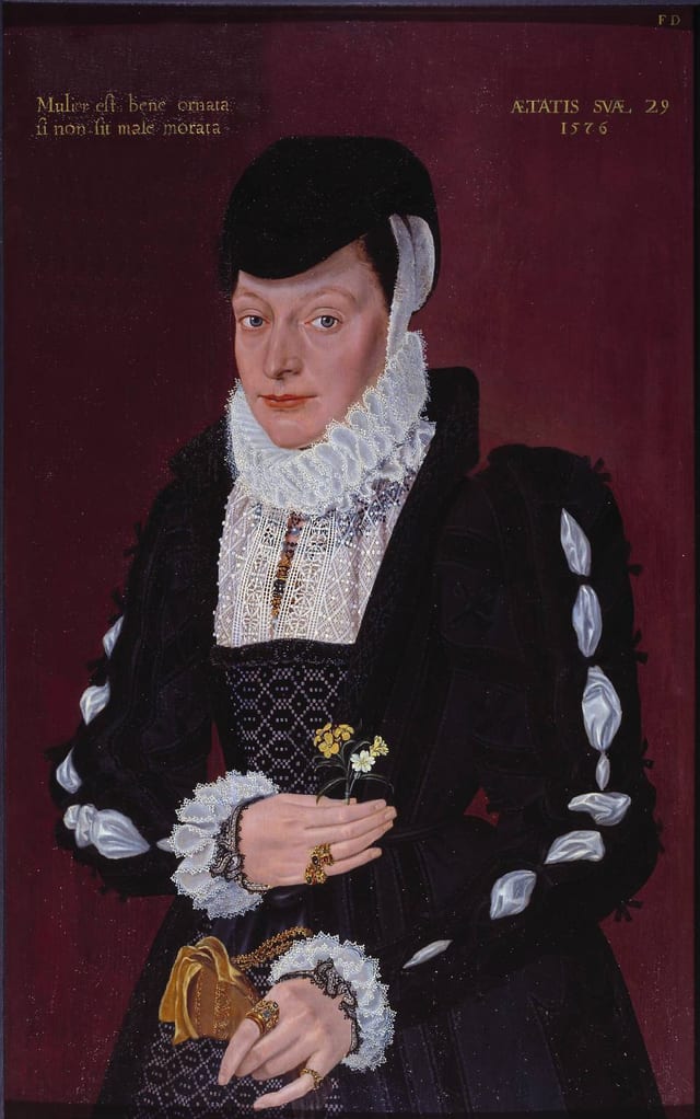 Portrait of an Unknown Lady in mourning dress, dated 1576.