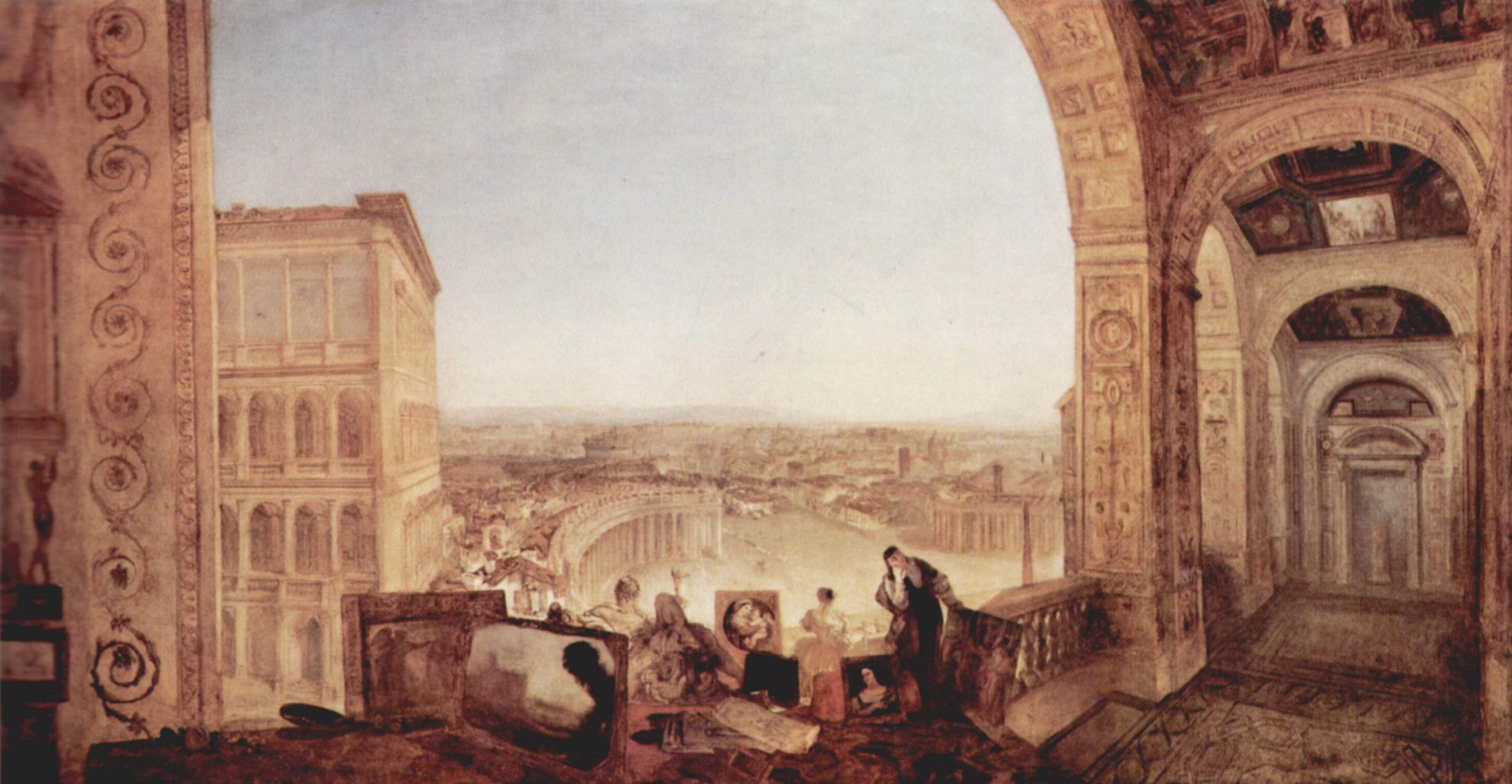 Rome, from the Vatican. Raffaelle, Accompanied by La Fornarina, Preparing his Pictures for the Decoration of the Loggia