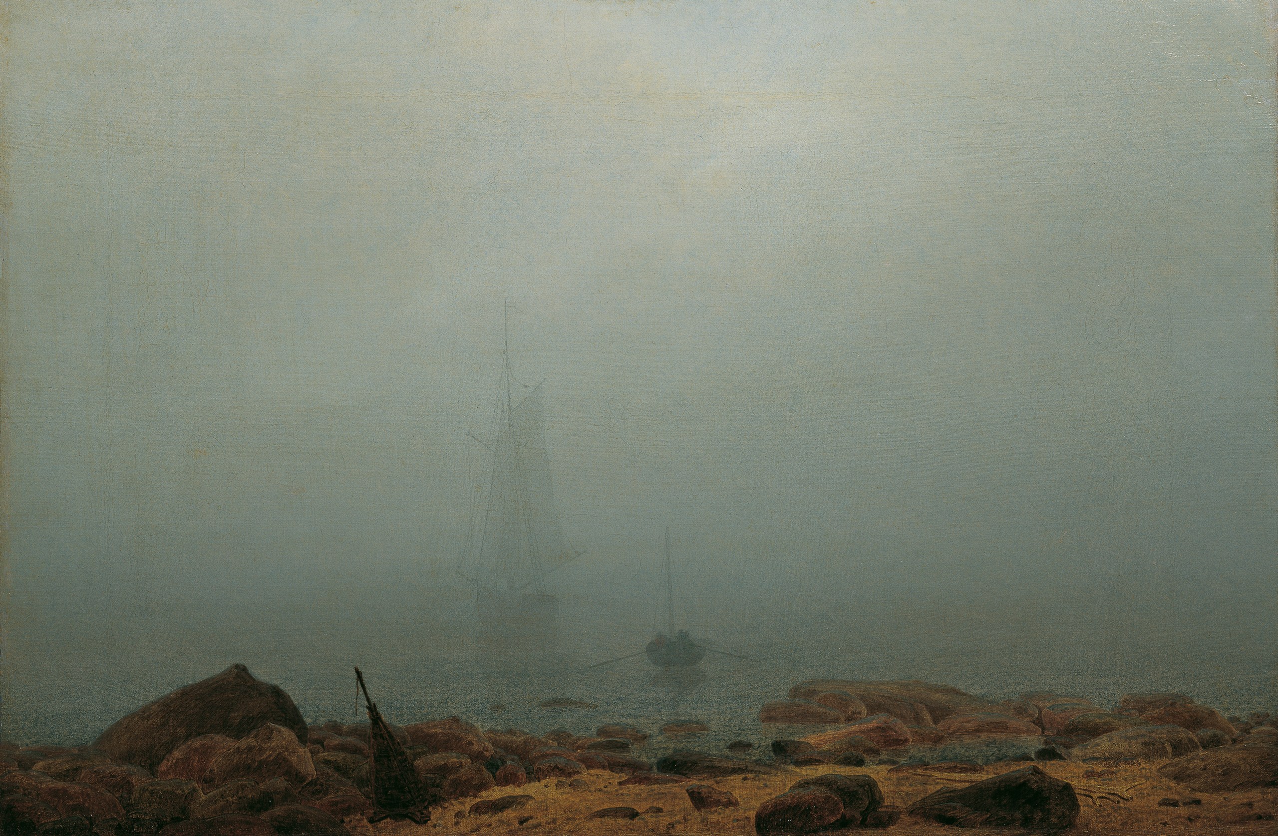 Sea beach in the fog