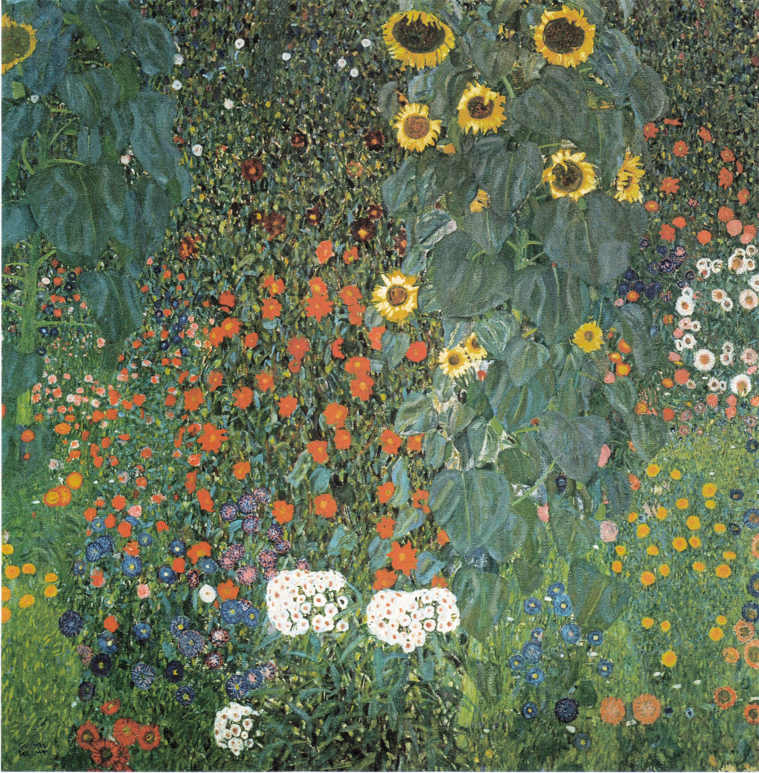 Bauerngarten mit Sonnenblumen