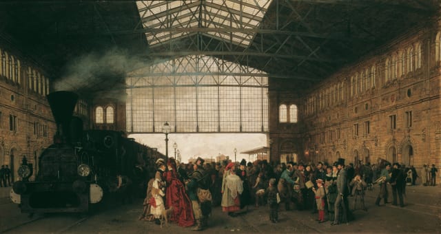 Arrival of a train at Vienna northwest-station