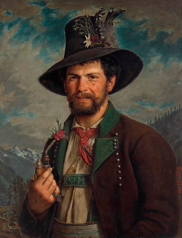 Tyrolean Farmer in Traditional Stubai Folk Costume