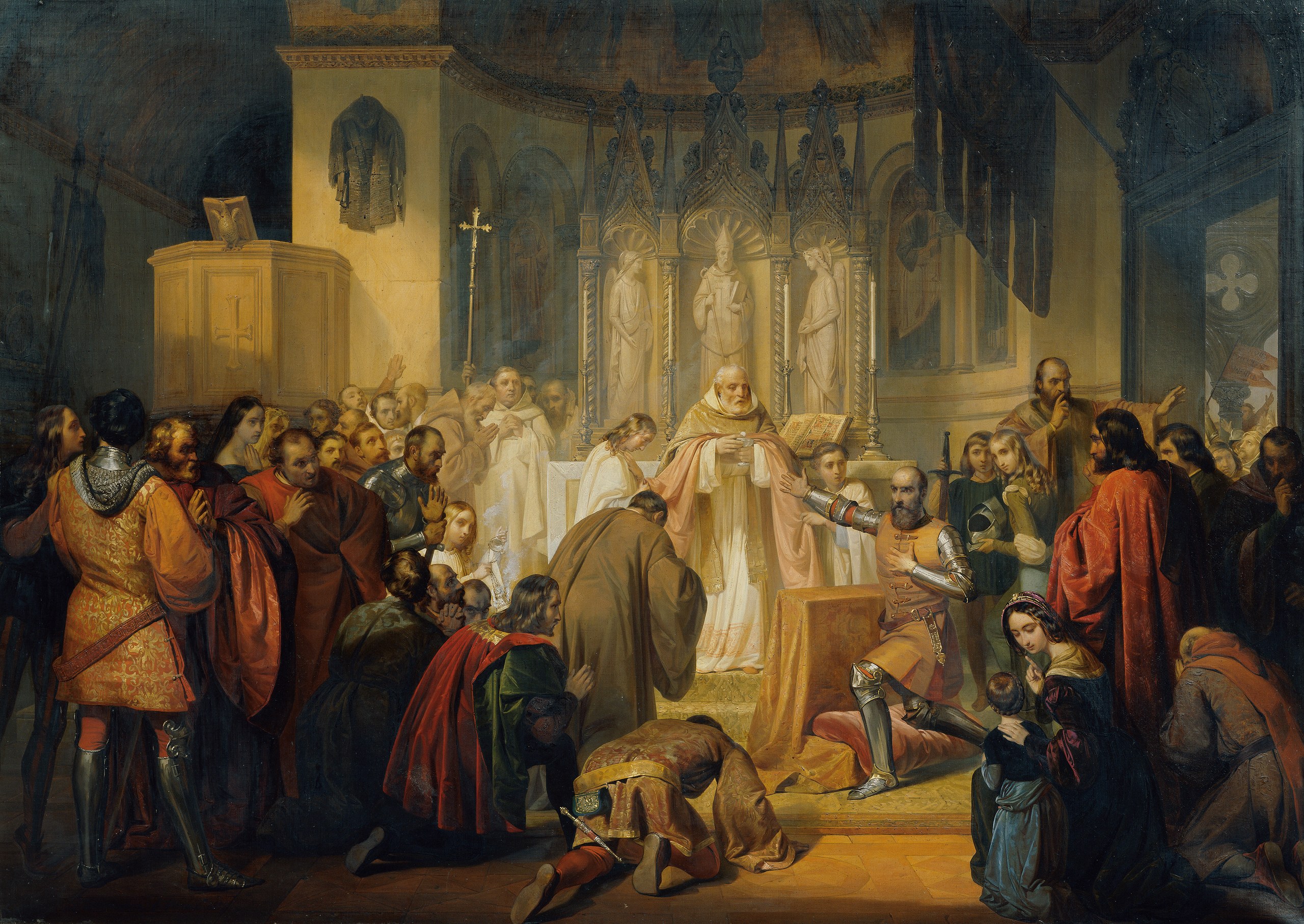 Vittore Pisani receives Holy Communion before taking command of an expedition against the Genoese