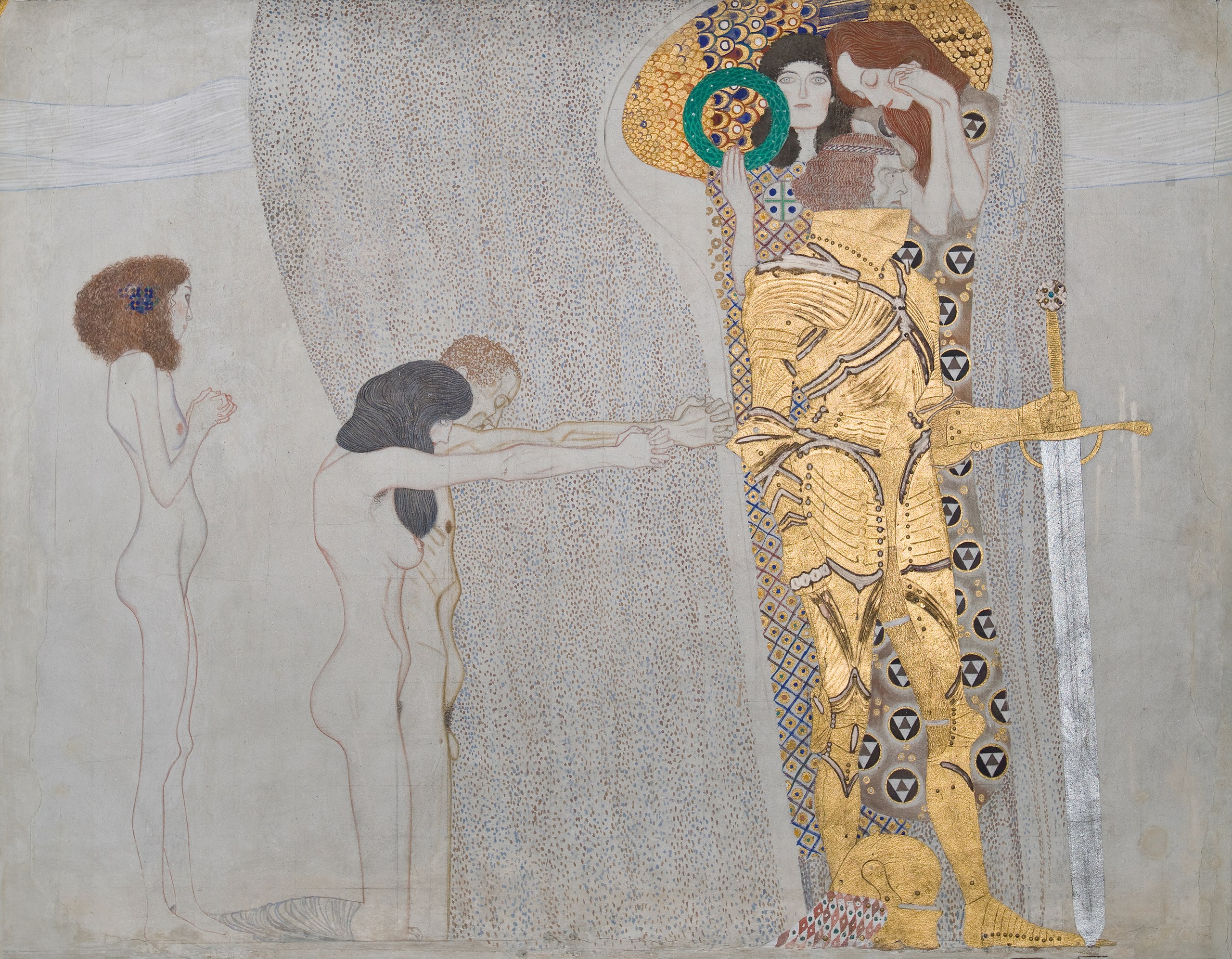 Beethoven Frieze (plate 3, left wall): Yearning for Happiness