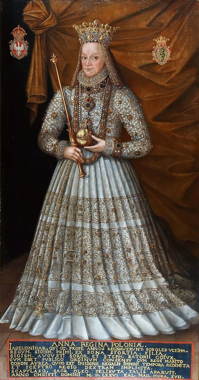 Portrait of Anna Jagiellon in coronation robes.