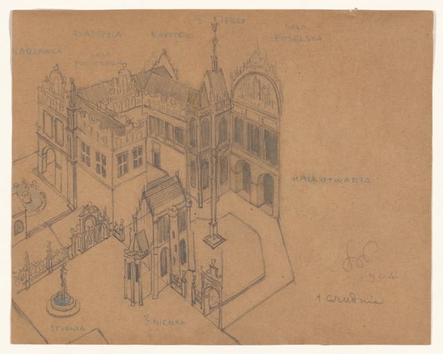 View of Victory Square – Sketch for the "Acropolis" Project
